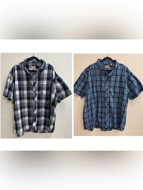 CE Schmidt Workwear Plaid Short-Sleeve Button-Up Shirts Lot of 2 4XL